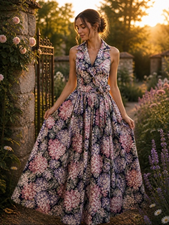 Alfred Angelo Dresses & Skirts - 90s Floral Maxi Dress Cottagecore Dark Floral Garden Party Tea Dress Size 11/12
